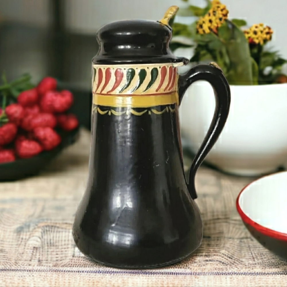 Arts & Crafts Movement Syrup Pitcher, Enameled Quadruple Silverplate